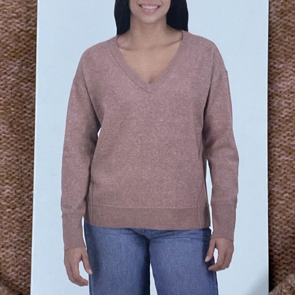 Lucky Brand Womens Pink V-Neck Lightweight Sweater Size M Polyester Blend D0591